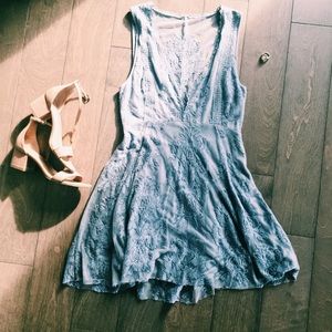 Free People Dusty Blue/Purple Lace Dress - Size XS